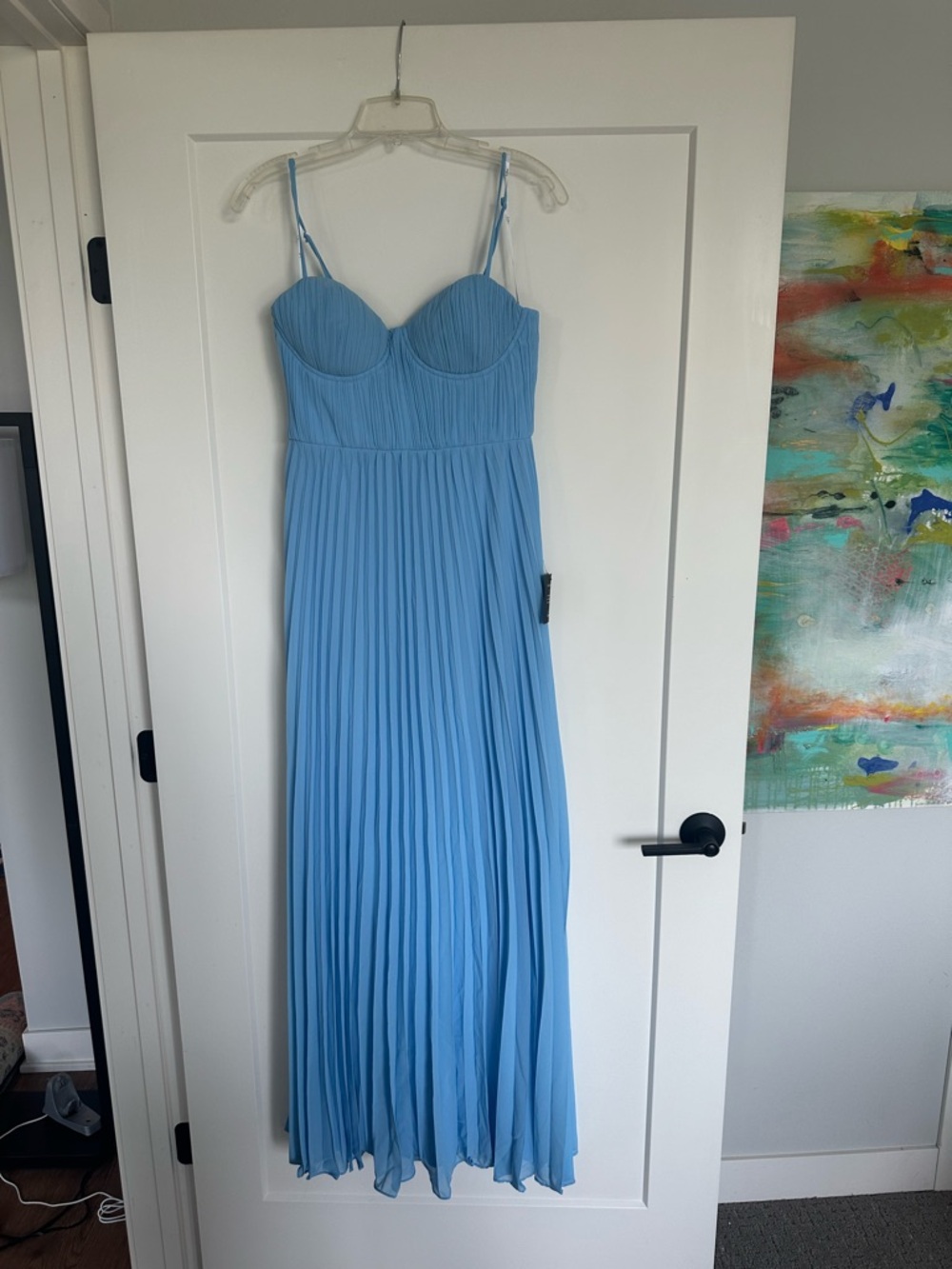 Lulu's Light Blue Pleated Sweetheart Maxi Dress - Picture 4 of 7